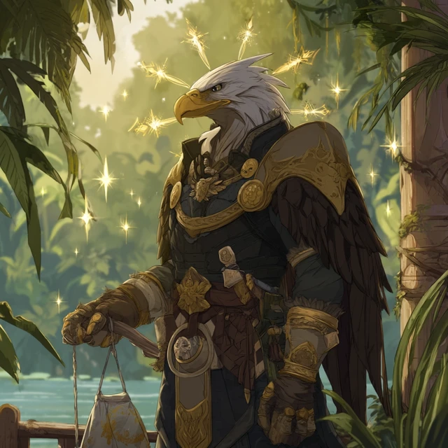 Humanoid Eagle Paladin in Jungle