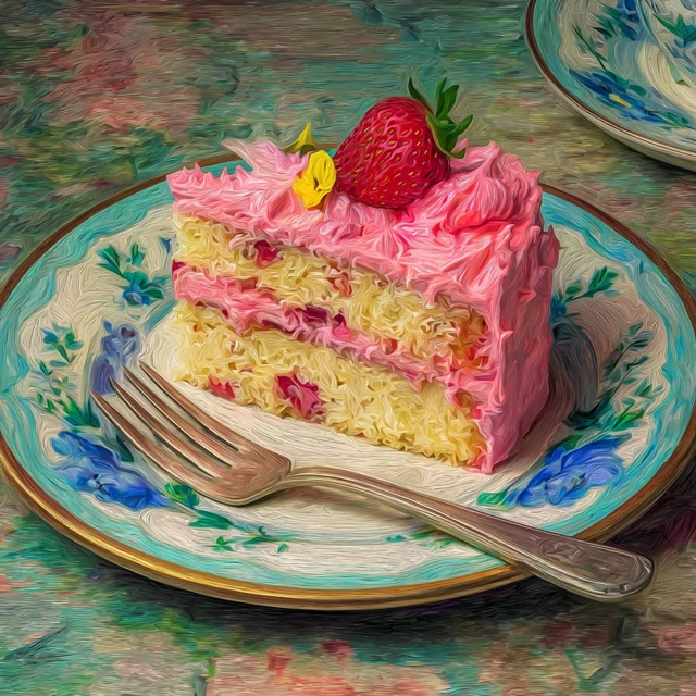 Strawberry Cake in Monet Style Art