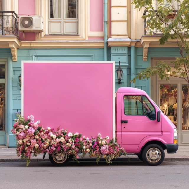 Pink Flower Truck Graduation Season Romance