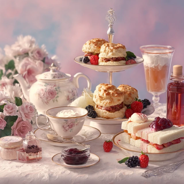 Elegant Afternoon Tea with Scones and Sandwiches