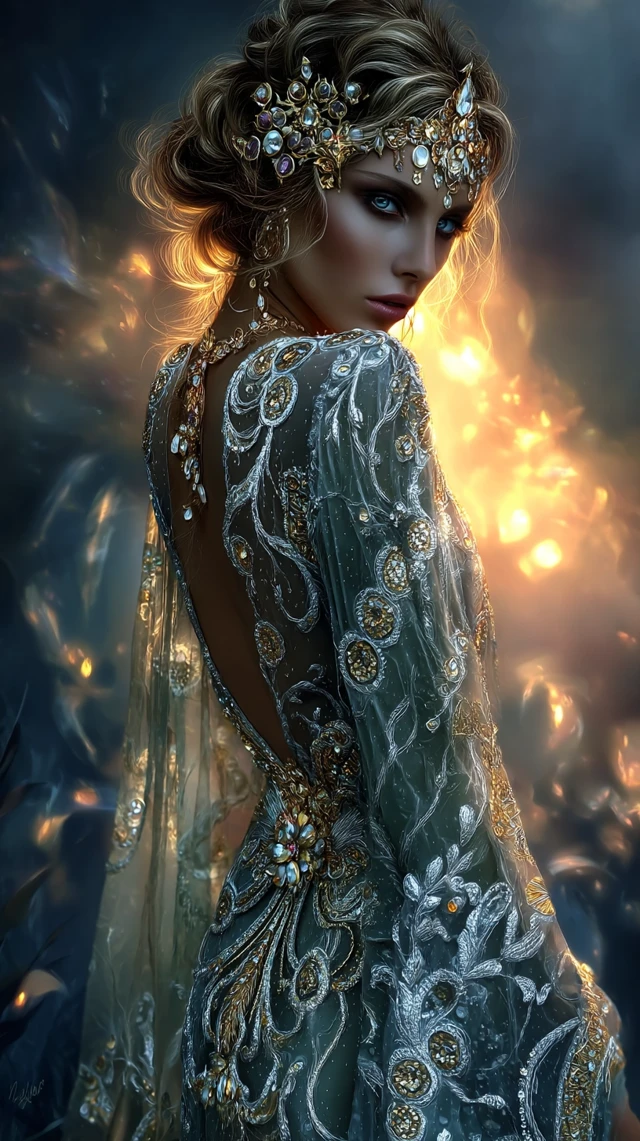Nordic Goddess Painting Ethereal Portrait Cinematic Lighting