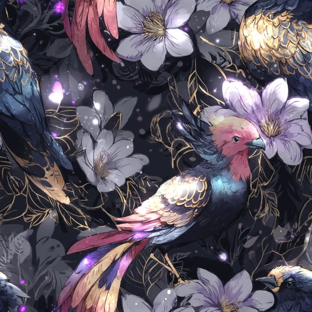 Birds of Paradise Rembrandt Style Floral Art