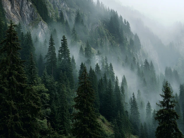 Misty Forest Mountain Landscape Nature Scene