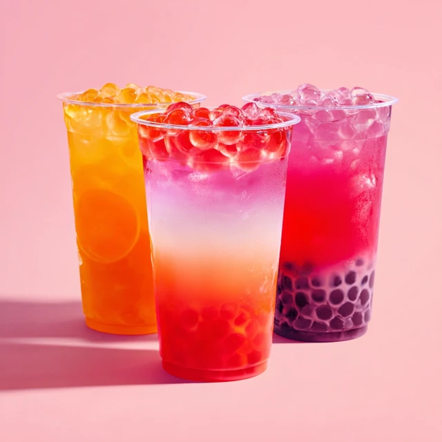 Colorful Boba Tea Drinks Refreshing Summer Beverages