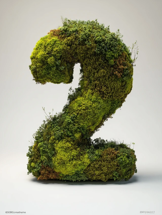3D Number 2 Moss Covered Ultra Realistic