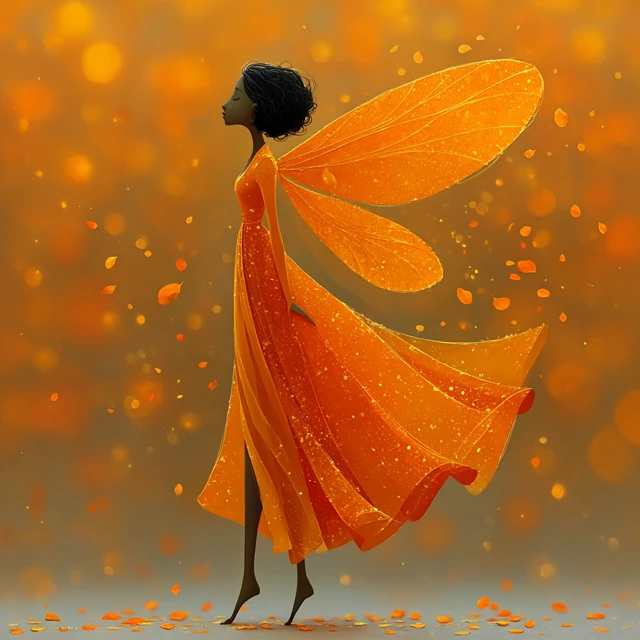 Compassion Fairy in Orange: Enchanting Fantasy Art