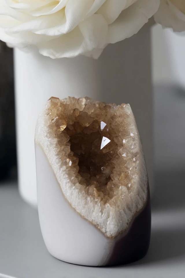 Citrine Crystal Geode Decor Candle Holder
