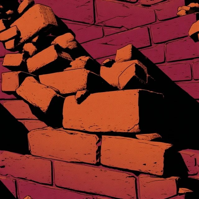 Collapsing Brick Wall Illustration Art