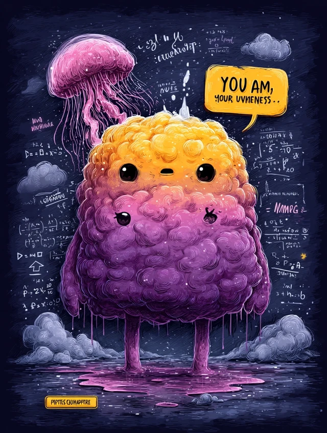 Cartoon Brain Solving Equations Cosmic Humor