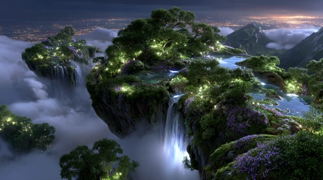 Surreal Floating Island Fantasy Landscape Art