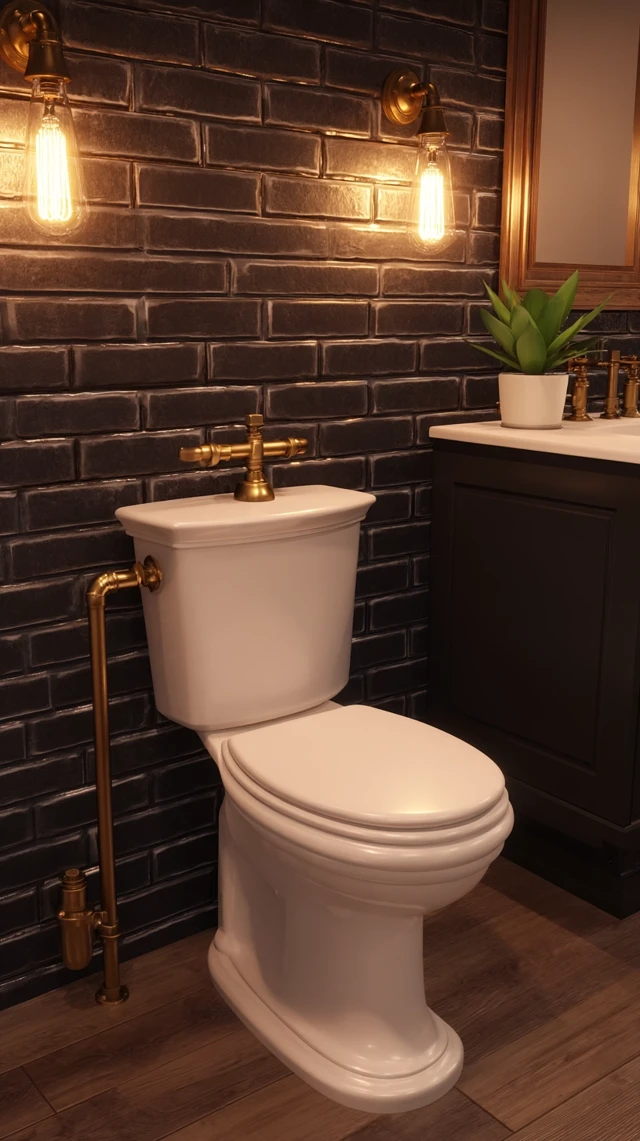 Steampunk Toilet in Vintage Industrial Bathroom