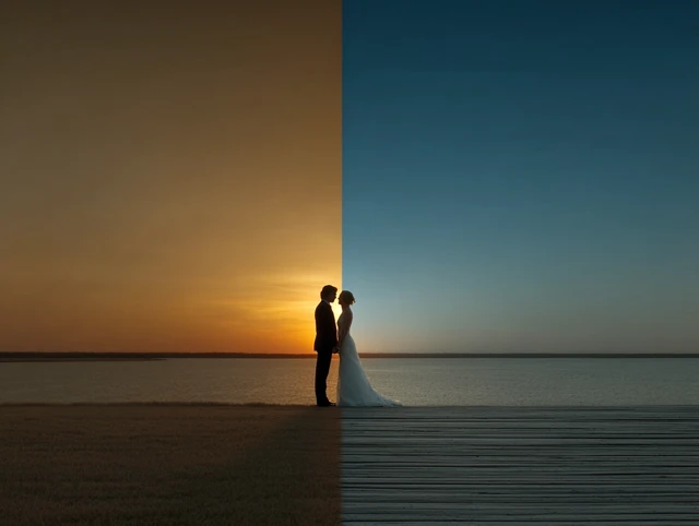 Wedding Silhouettes Sunset Romantic Couple