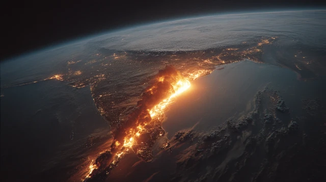 Earth Ablaze Fire From Space Destroys India