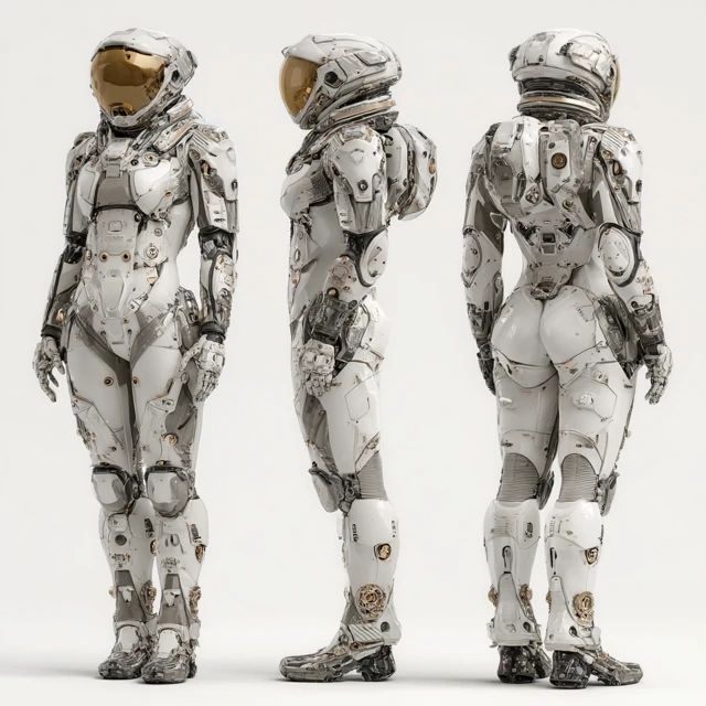 3D Rendering of Mechanical Armor Female