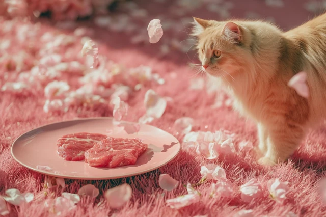 Cat and Meat Plate in Pink Paradise Photography