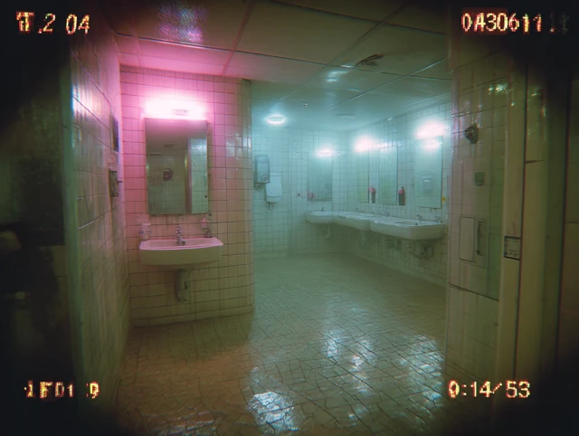 Surreal Retro Bathroom: Liminal Space