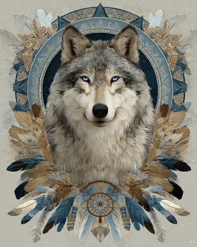 Stylized Wolf Illustration Majestic and Powerful