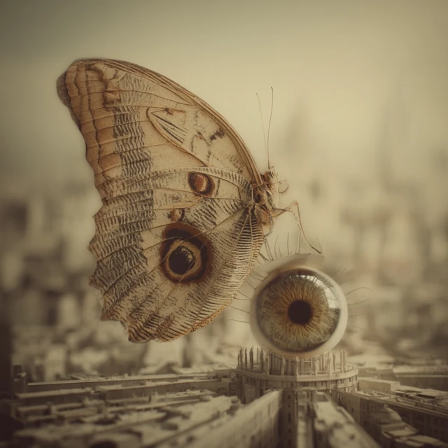 Surreal Eye Butterfly Dreamlike Isolation Art