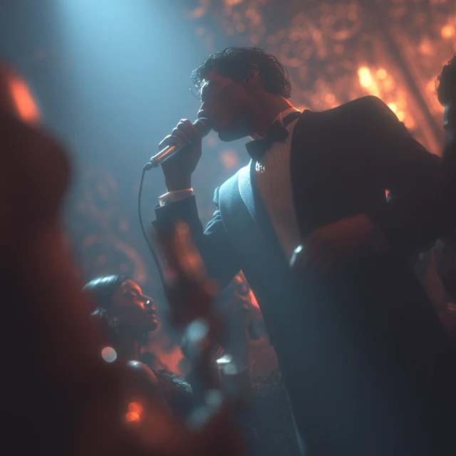 Male Singer Performing for an Audience 3D Fantasy