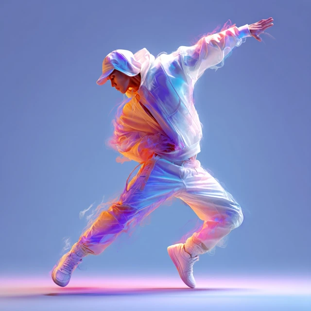 3D Hip Hop Dancer in Neon Light