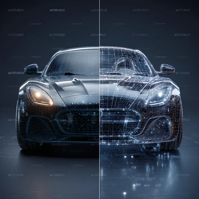 HighEnd Sports Car Split Design 3D Wireframe