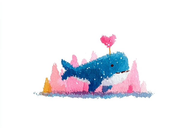 Adorable Blue Dolphin with Heart Art