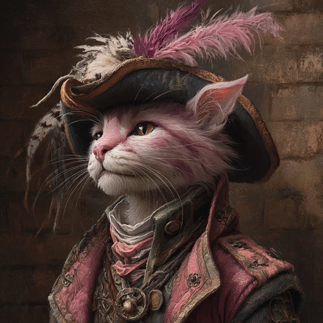 DnD Pink Tabaxi Musketeer Portrait