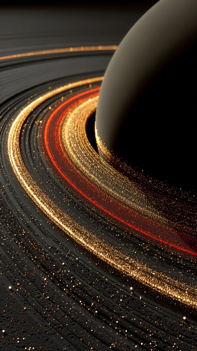 Enigmatic Planet with Swirling Rings and Vibrant Colors