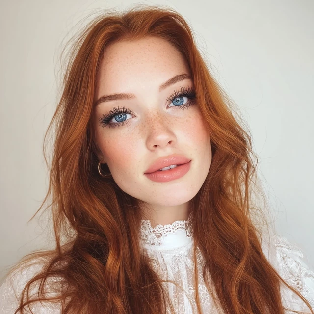 Beautiful Girl Red Hair and Blue Eyes iPhone Photo