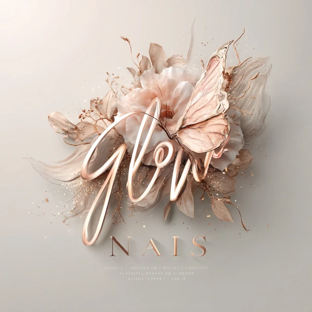 Glow Nails Logo Elegant Butterfly Design
