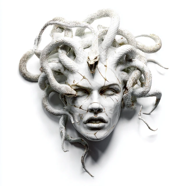 Medusa Sculpture White Background