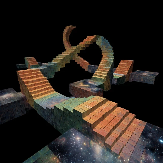Impossible Looping Staircase Surreal Geometry 3D Art