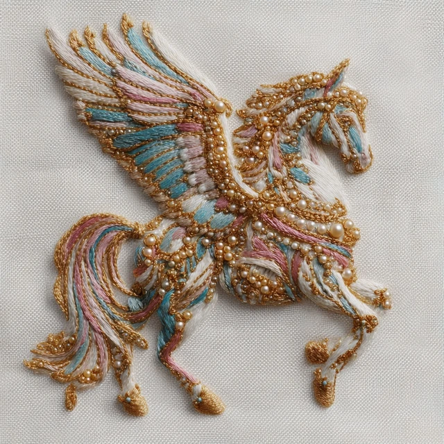 Pastel Pegasus Embroidery Art