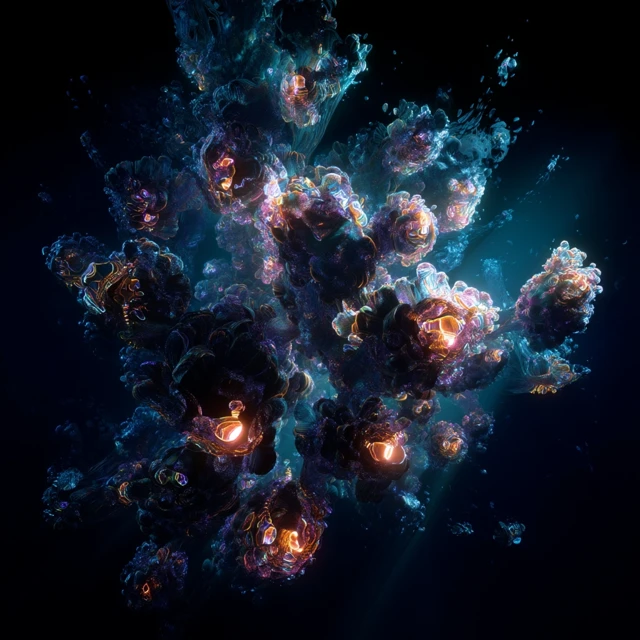 Futuristic Organic Structure with Glowing Biomorphic Forms