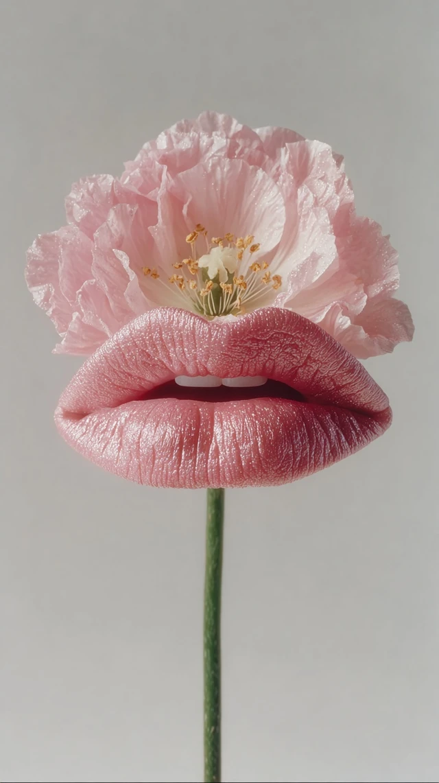 Surreal Lips Flower Pink Art Photography