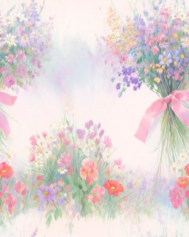 Wildflower Bouquet Watercolor Clipart Pastel Colors