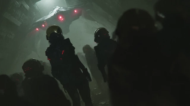 Scifi Horror Cyborg Astronauts Staring POV