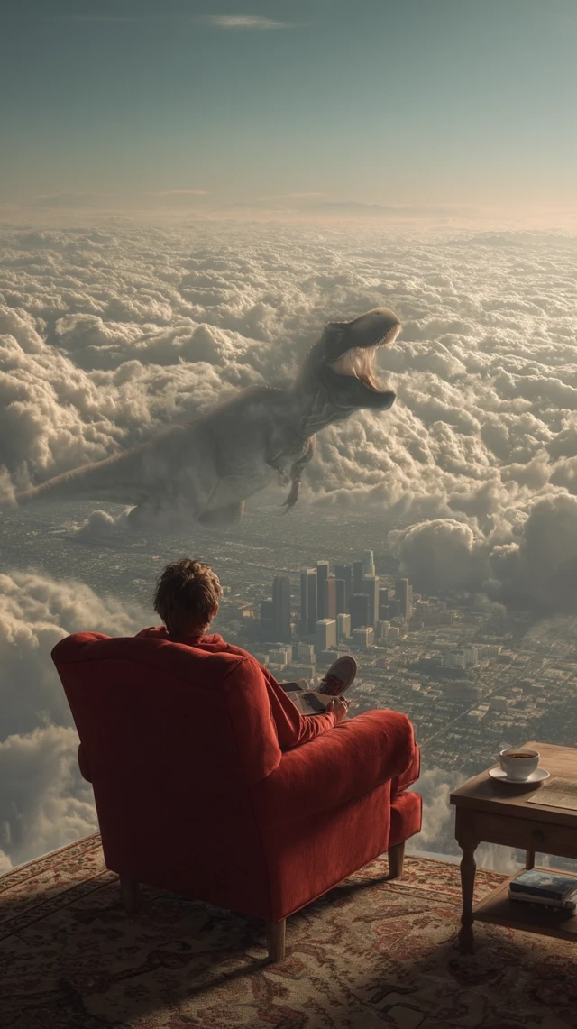 Dream Scene: Dinosaur Movie Above Los Angeles