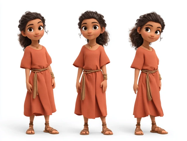 3D Pixar Biblical Girl Sofia Character Sheet