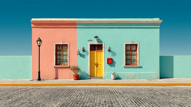 Pastel Building Facade Simple Architecture