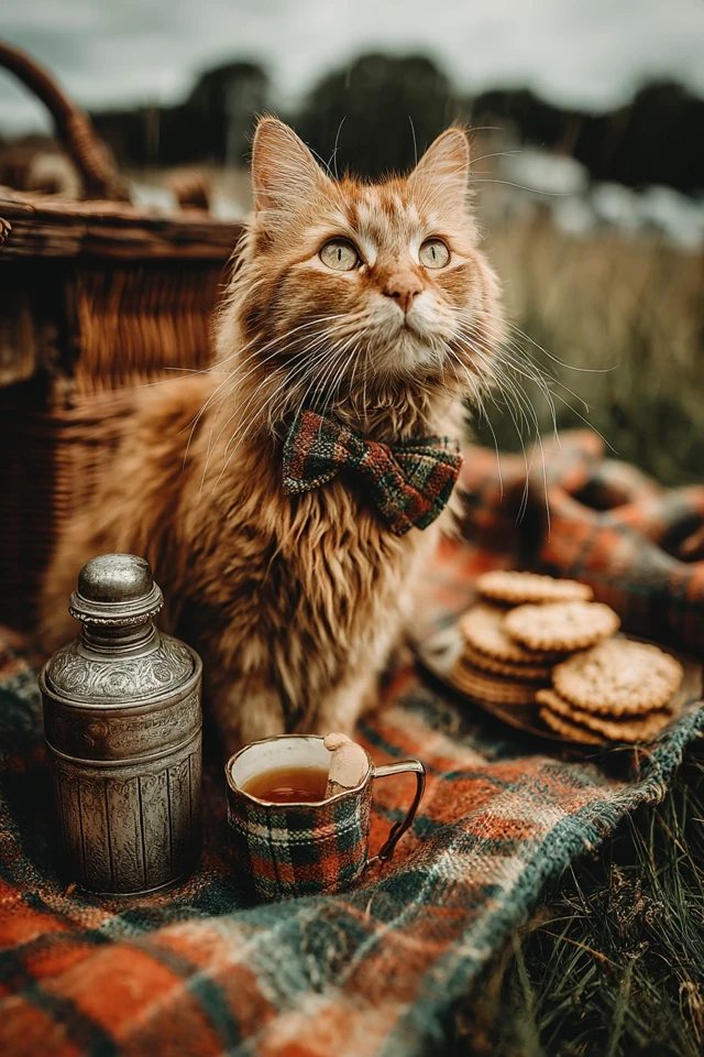 Ginger Cat in Scotland Picnic Cosy Photo