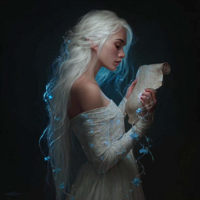 Dark Fantasy Woman with Glowing Runes
