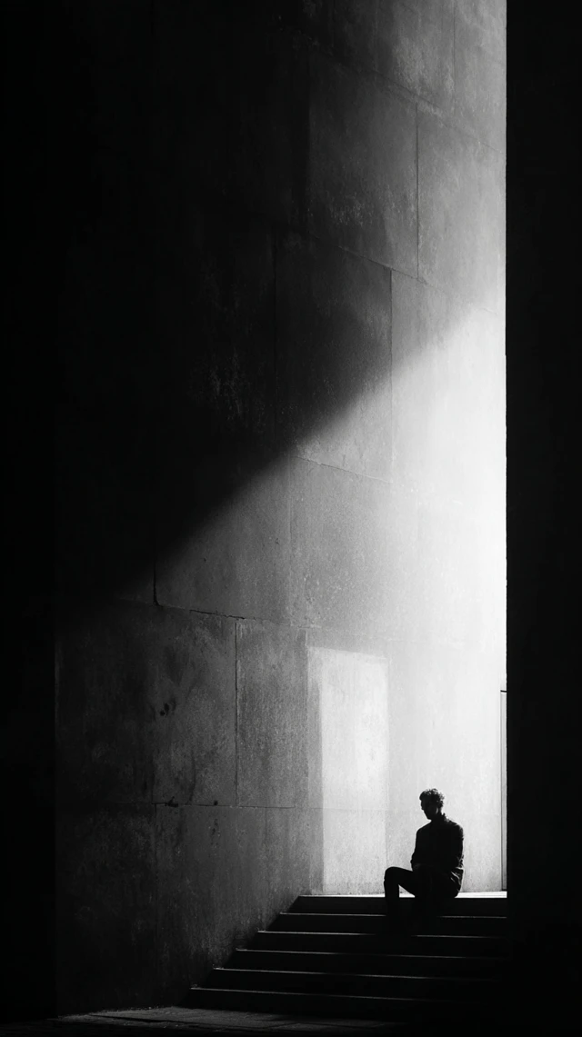 Urban Silhouette A Contemplative Moment in Gray
