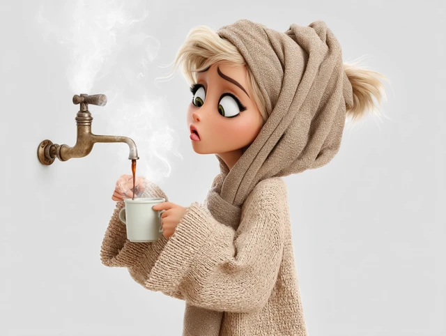 Pixar Woman Drinking Coffee Funny 3D Animation