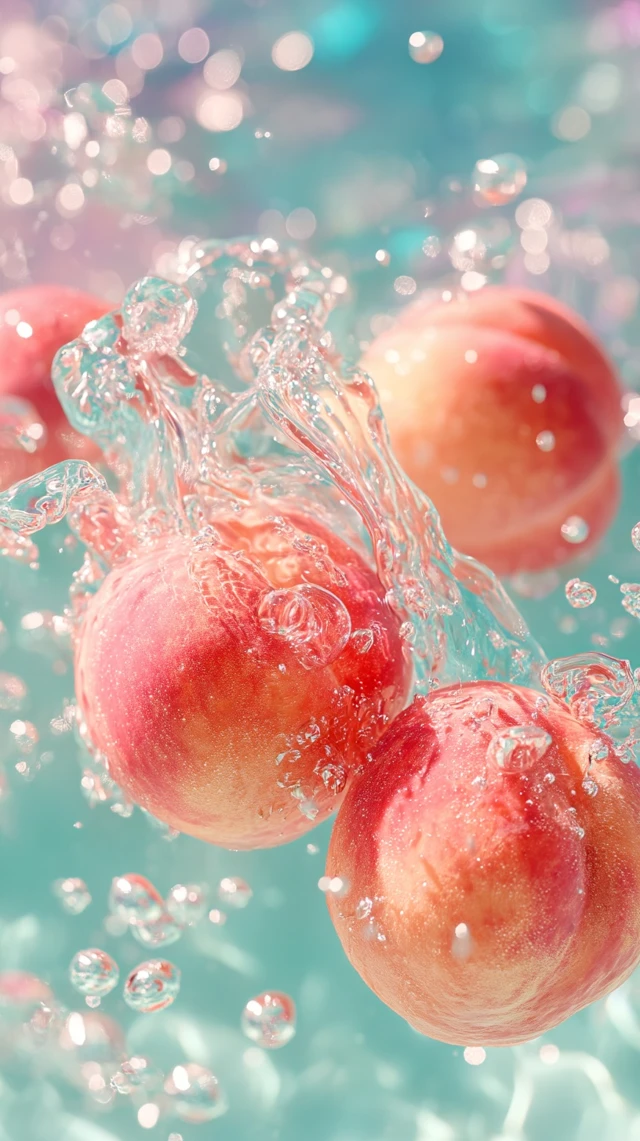 Peach Splashing Underwater Macro Shot
