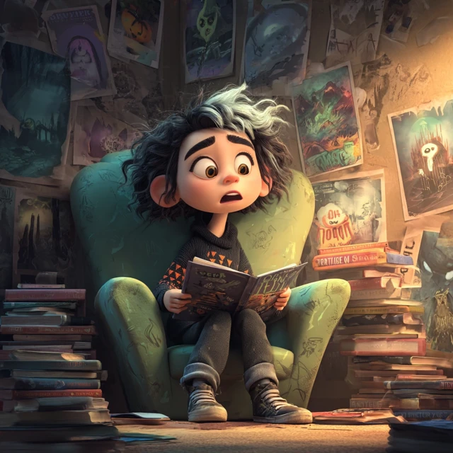 Spooky Storytime Pixar Inspired Character Illustration