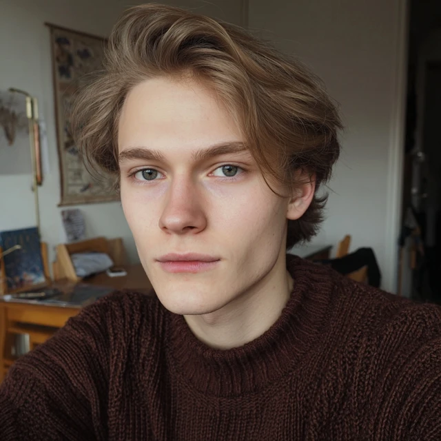 Nordic Man Selfie Portrait Handsome Young Male