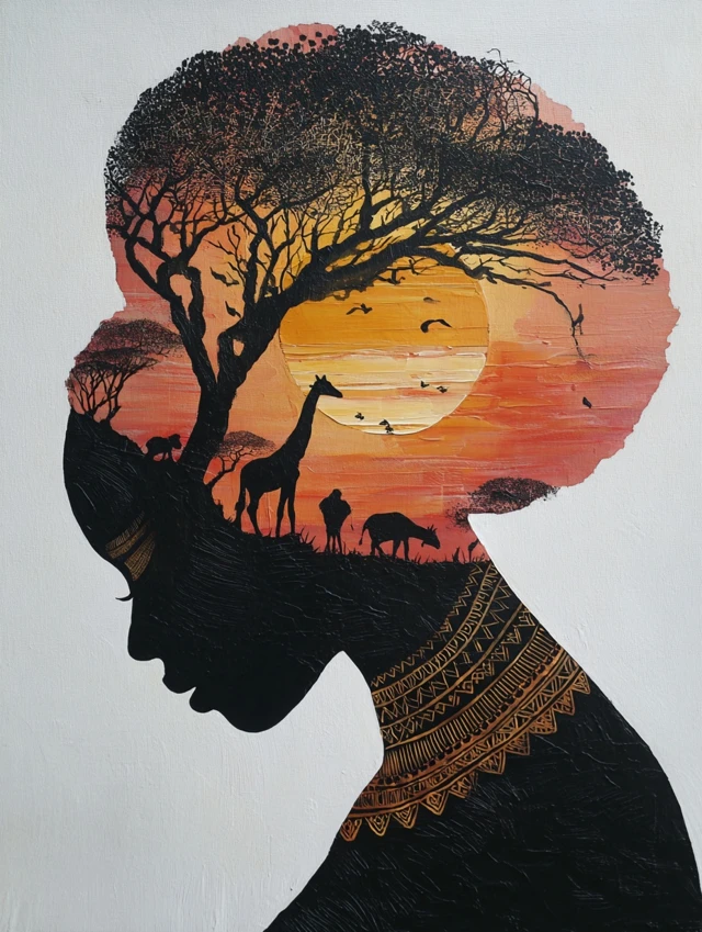 African Woman in African Art Painting
