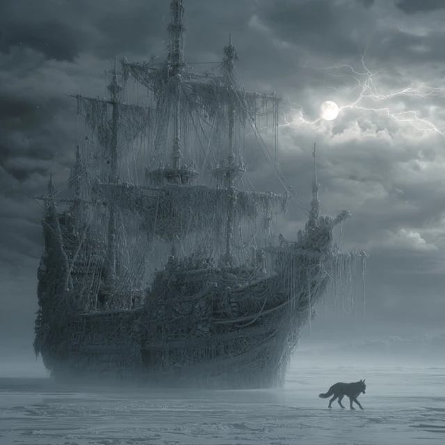 Naglfar Ghost Ship: Epic Ice Ship in Thunderstorm