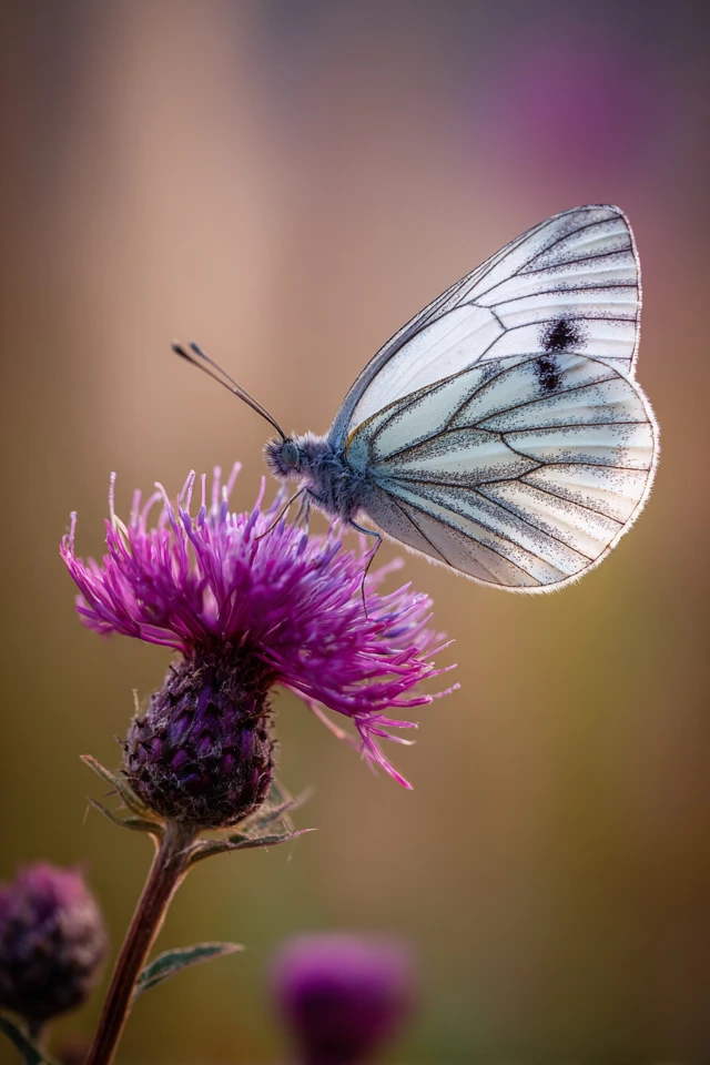 Butterfly on a Purple Thistle Macro Photography